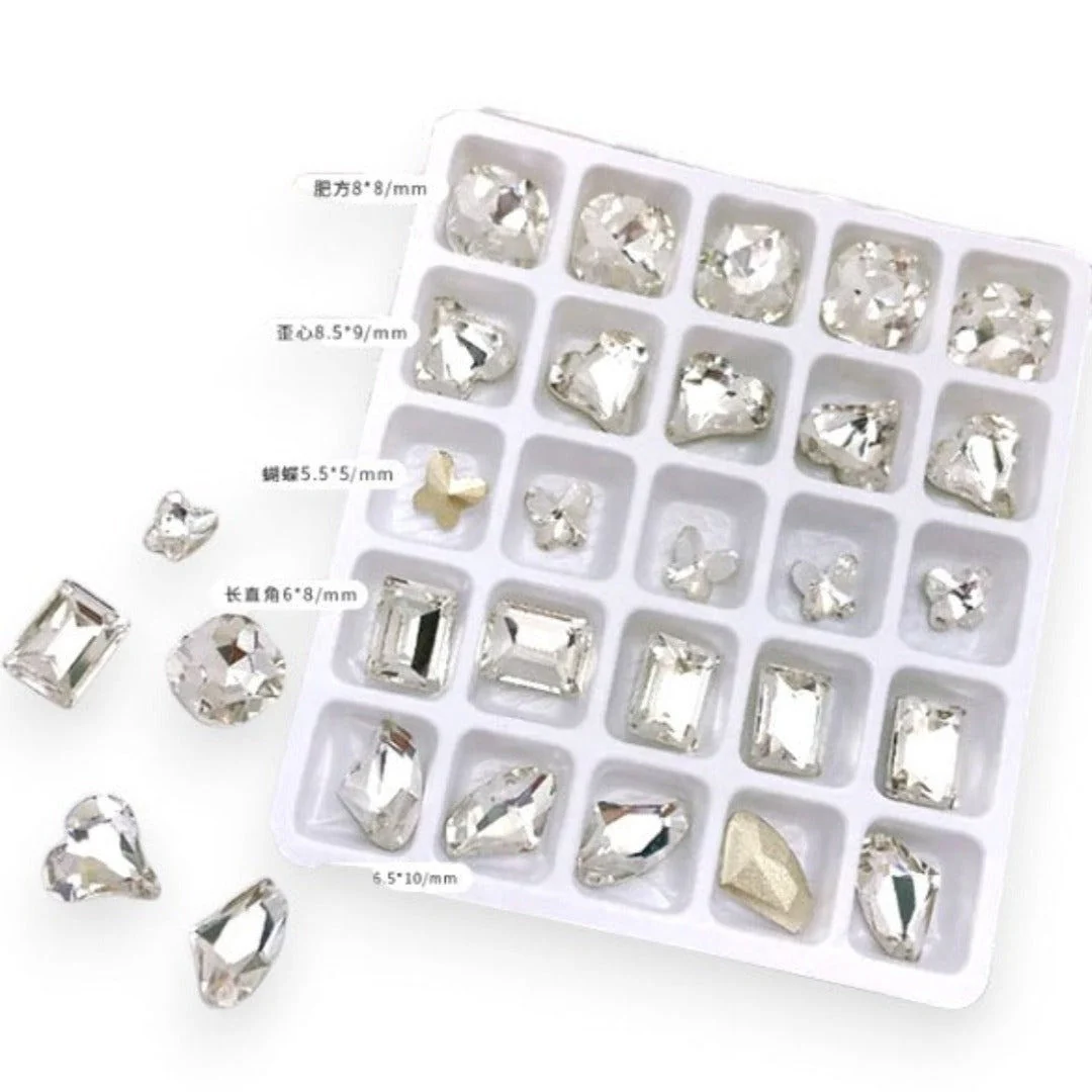 CNBS Rhinestones - Crystal Squares, Hearts & Butterflies 25pcs - Image 8