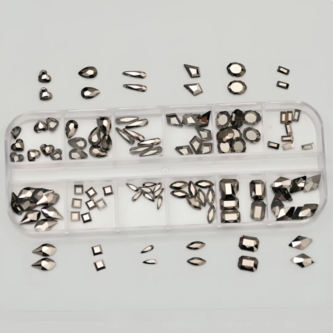 CNBS Nail Charms - 3D Metallic Multishape Flatback (Tray of 12) - Image 3