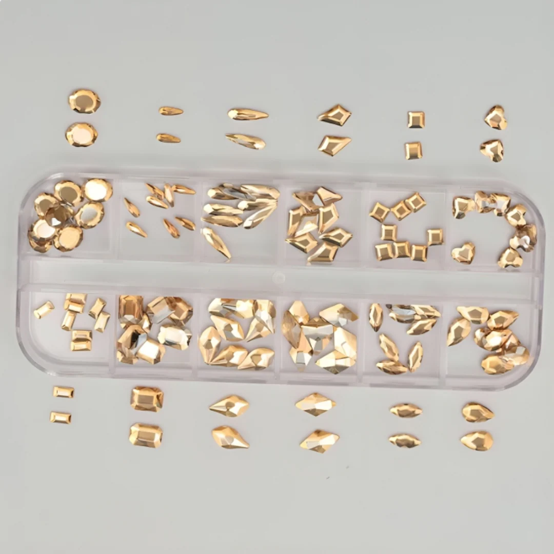 CNBS Nail Charms - 3D Metallic Multishape Flatback (Tray of 12) - Image 6
