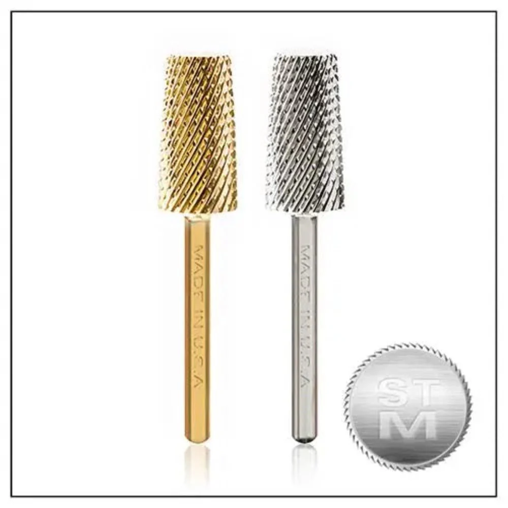 Startool Nail Drill Bits - 3In1 Chamfer STM Medium Grit 1/8 Gold