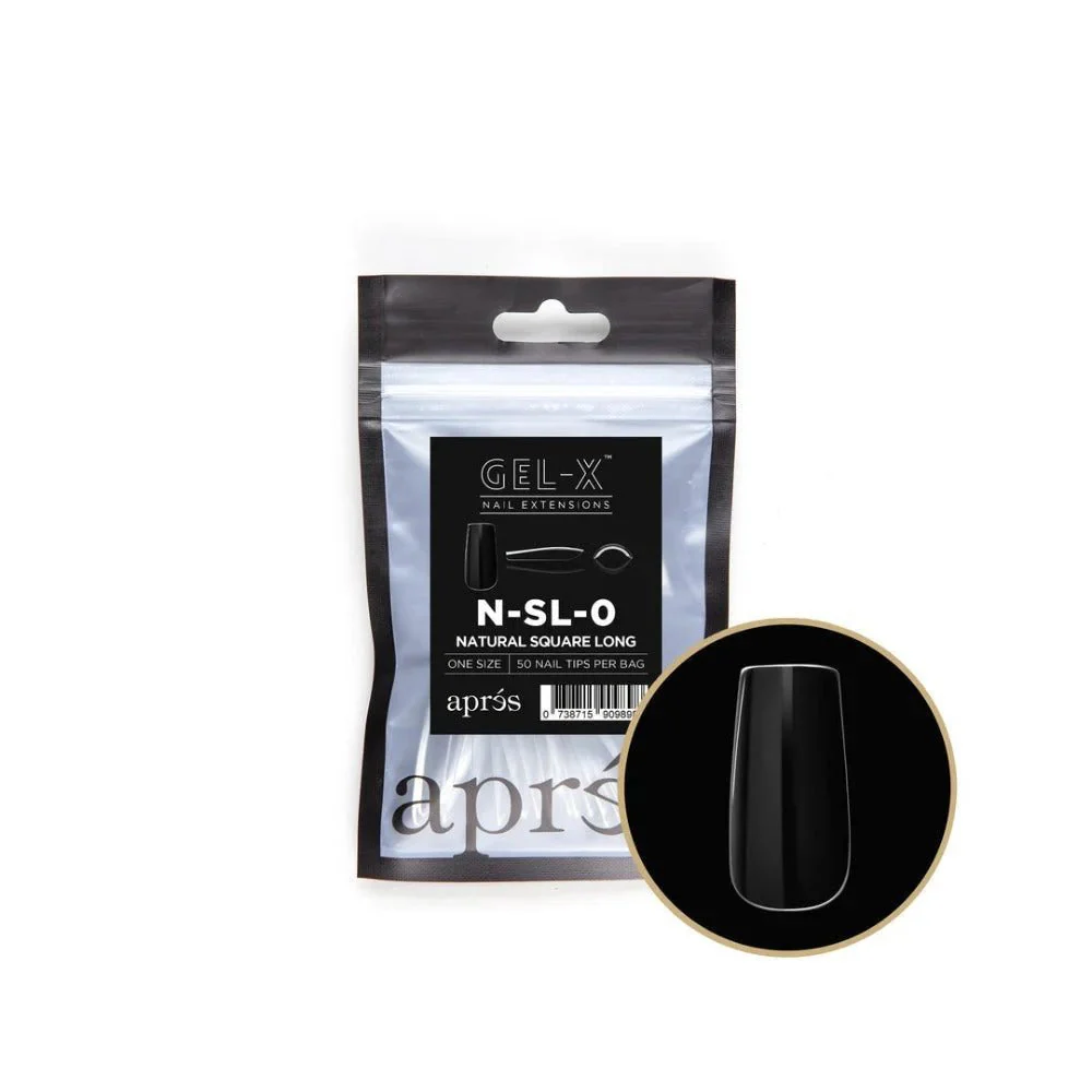 Apres Gel-X Refill Tips - Natural Square Long (50Pcs) - Image 2