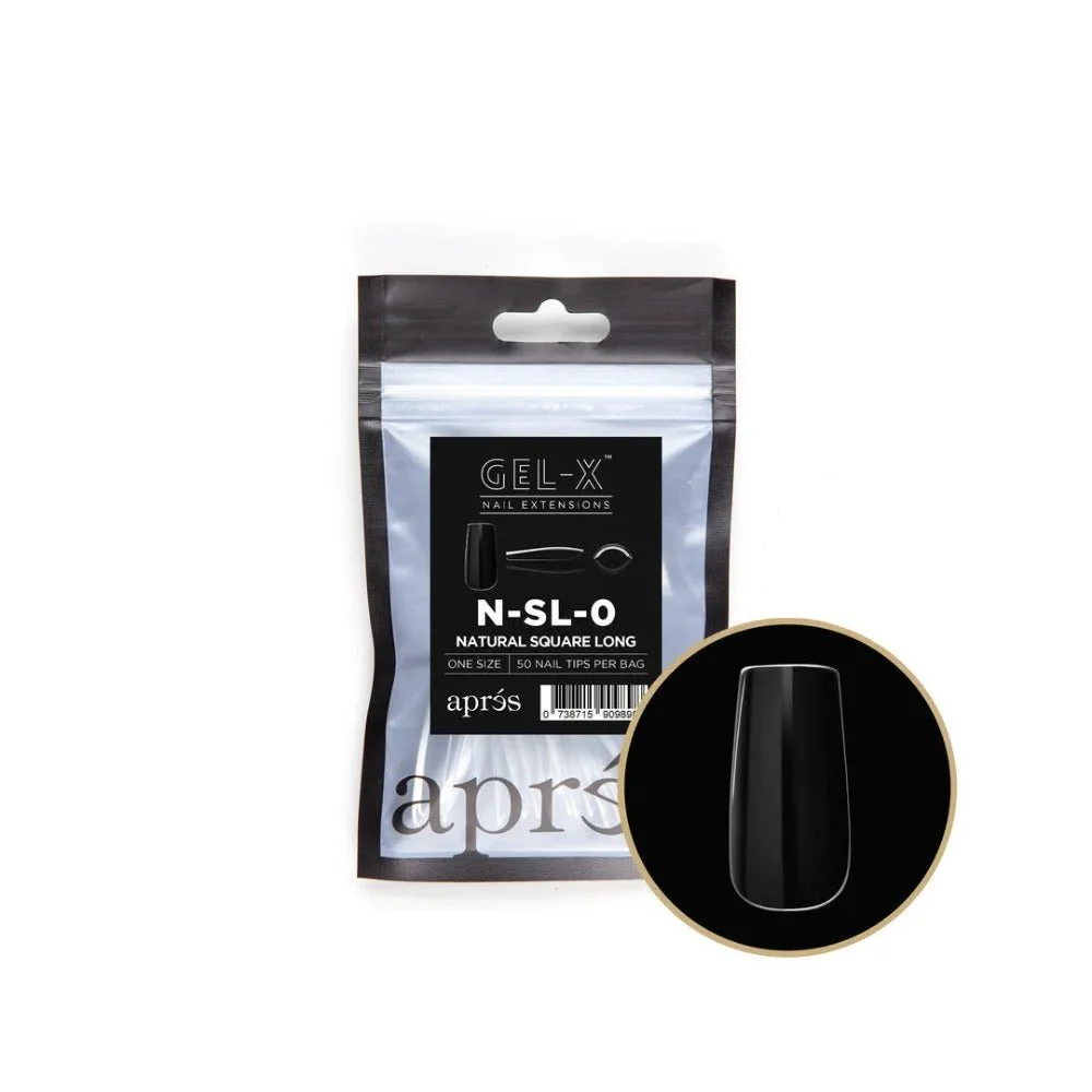 Apres Gel-X Refill Tips - Natural Square Long (50Pcs) - Image 3