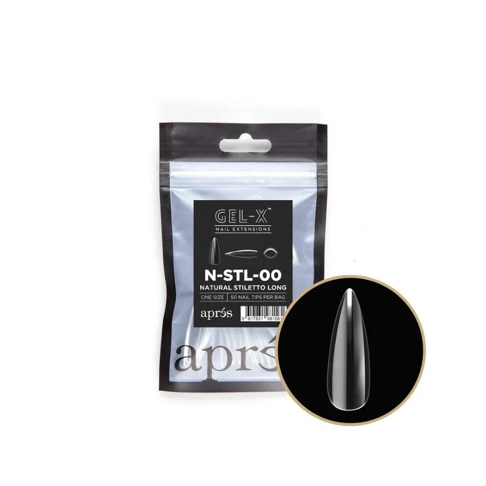 Apres Gel-X Refill Tips - Natural Stiletto Long (50Pcs) - Image 4