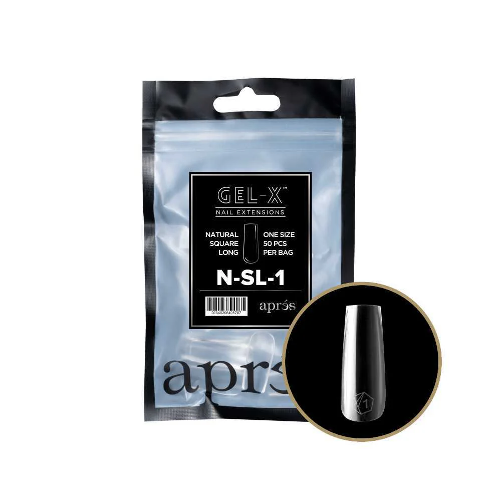 Apres Gel-X Refill Tips 2.0 - Natural Square Long (50Pcs) - Image 5