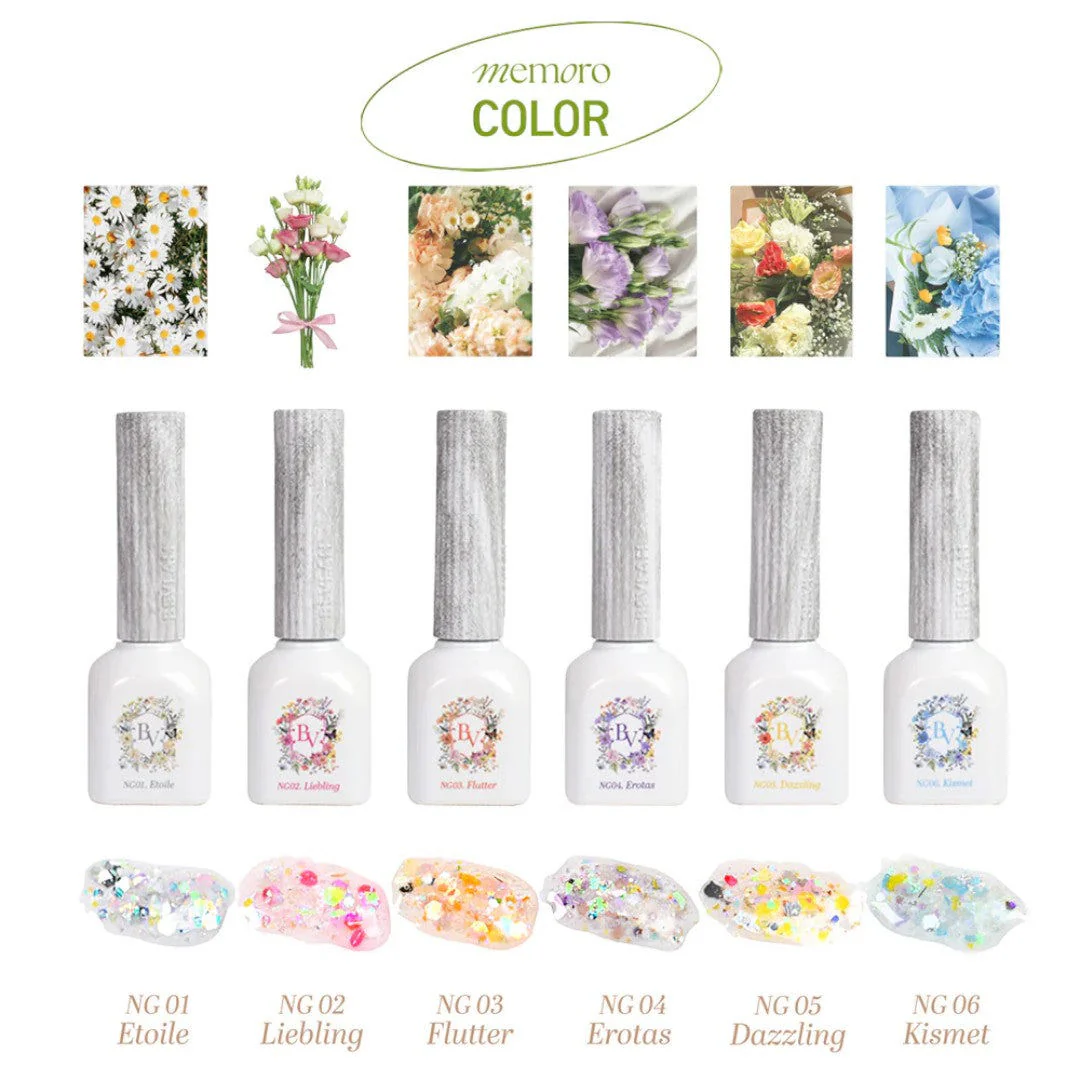 Bevlah Flower Glitter Gel Polish #NG01-06 Memoro Collection 6Pcs - Image 3