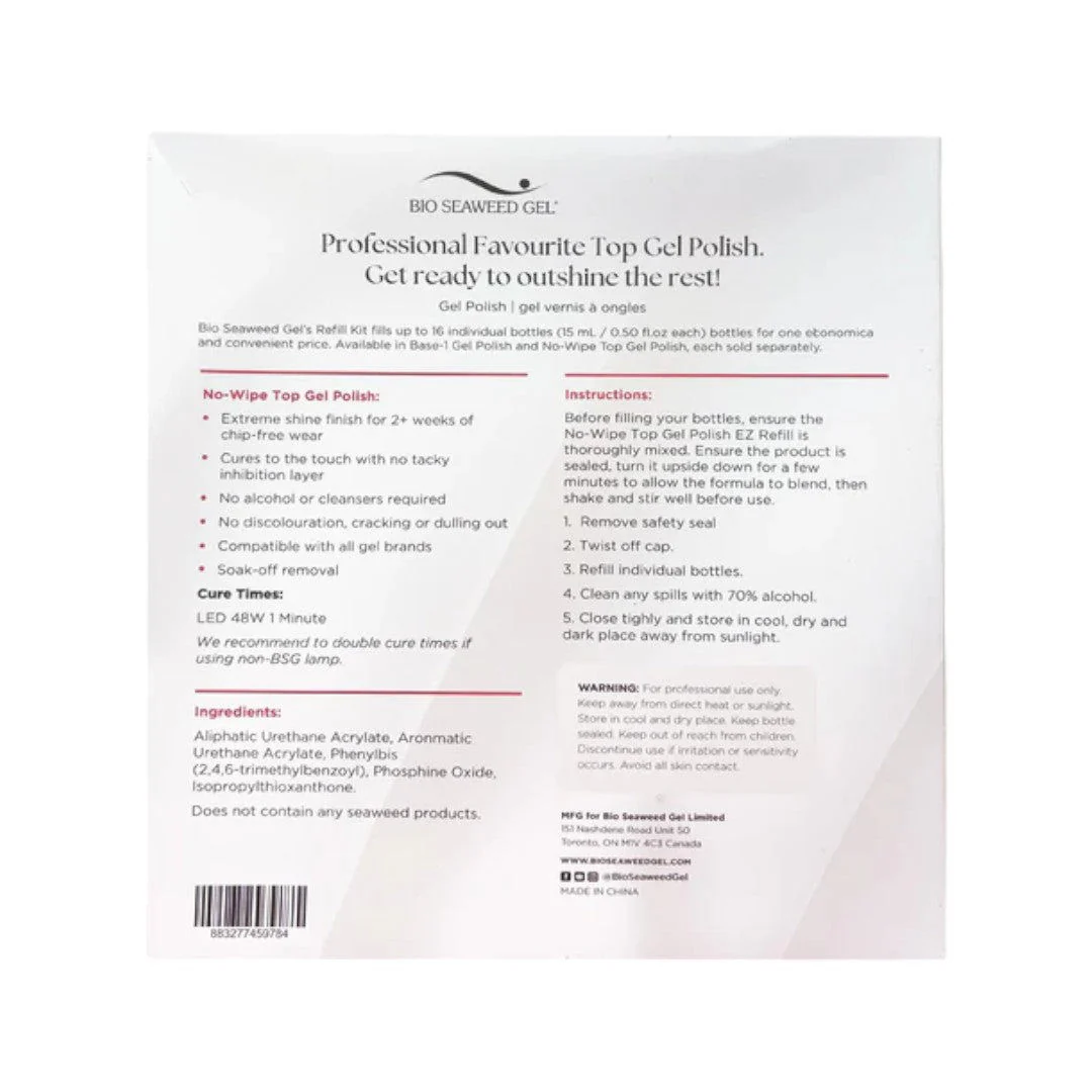 Bio Seaweed Gel Top Coat Refill - No-Wipe Top EZ Refill Kit - Image 4