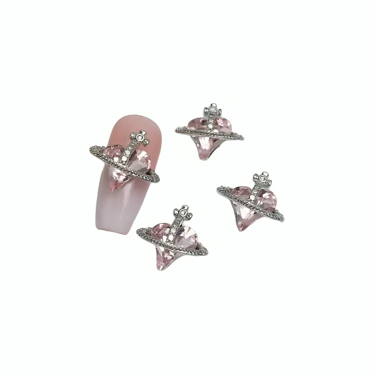 CNBS Nail Charms - Crystal Crowned Hearts 4pcs - Image 3