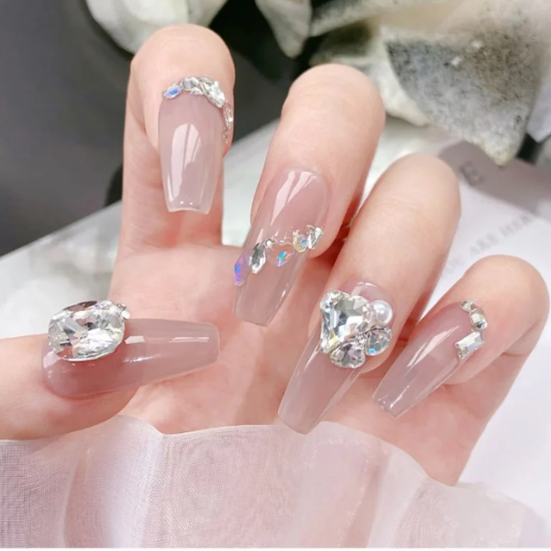 CNBS Nail Charms - Pink Crystal Clusters 5pcs - Image 4