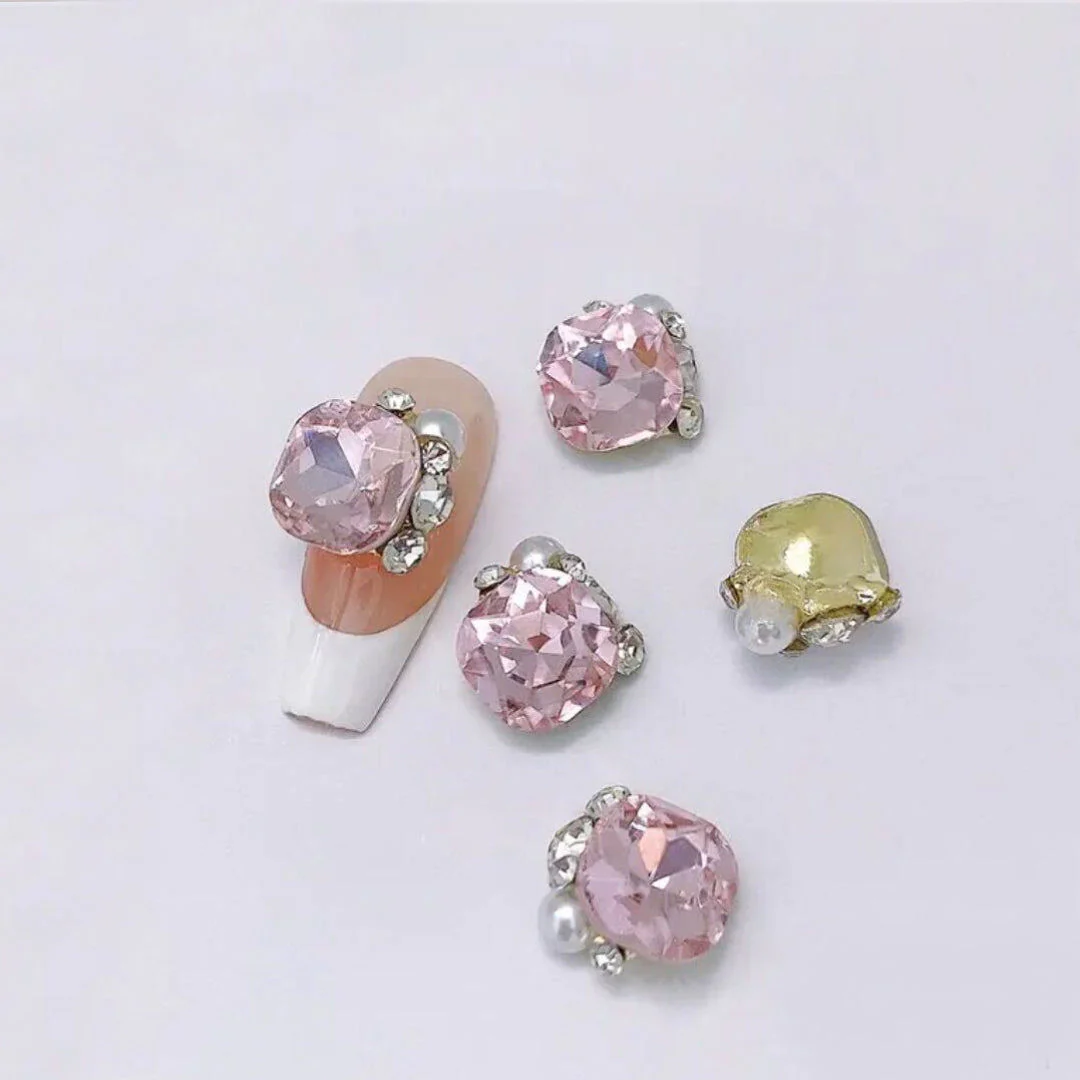 CNBS Nail Charms - Pink Crystal Clusters 5pcs - Image 5