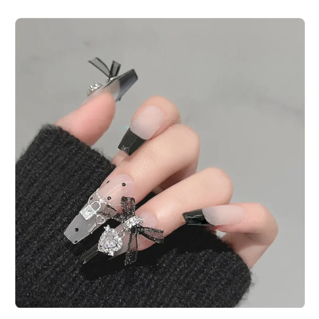 CNBS Nail Charms - Zircon Heart w/ Lacey Bow - Image 3