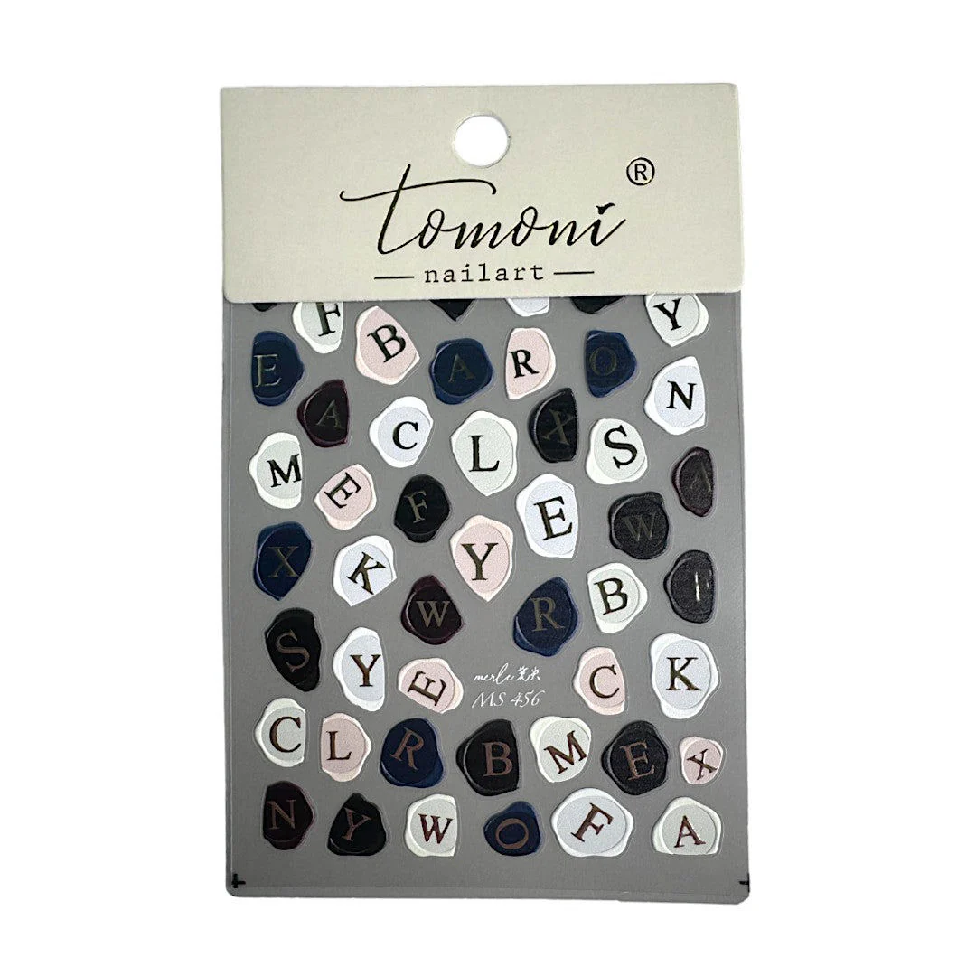 CNBS Nail Stickers - Black & White Letter Blots #MS456