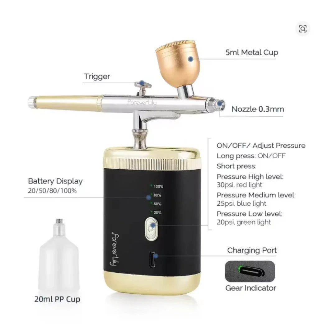 CNBS Mini Airbrush Machine - Black Gold - Image 2
