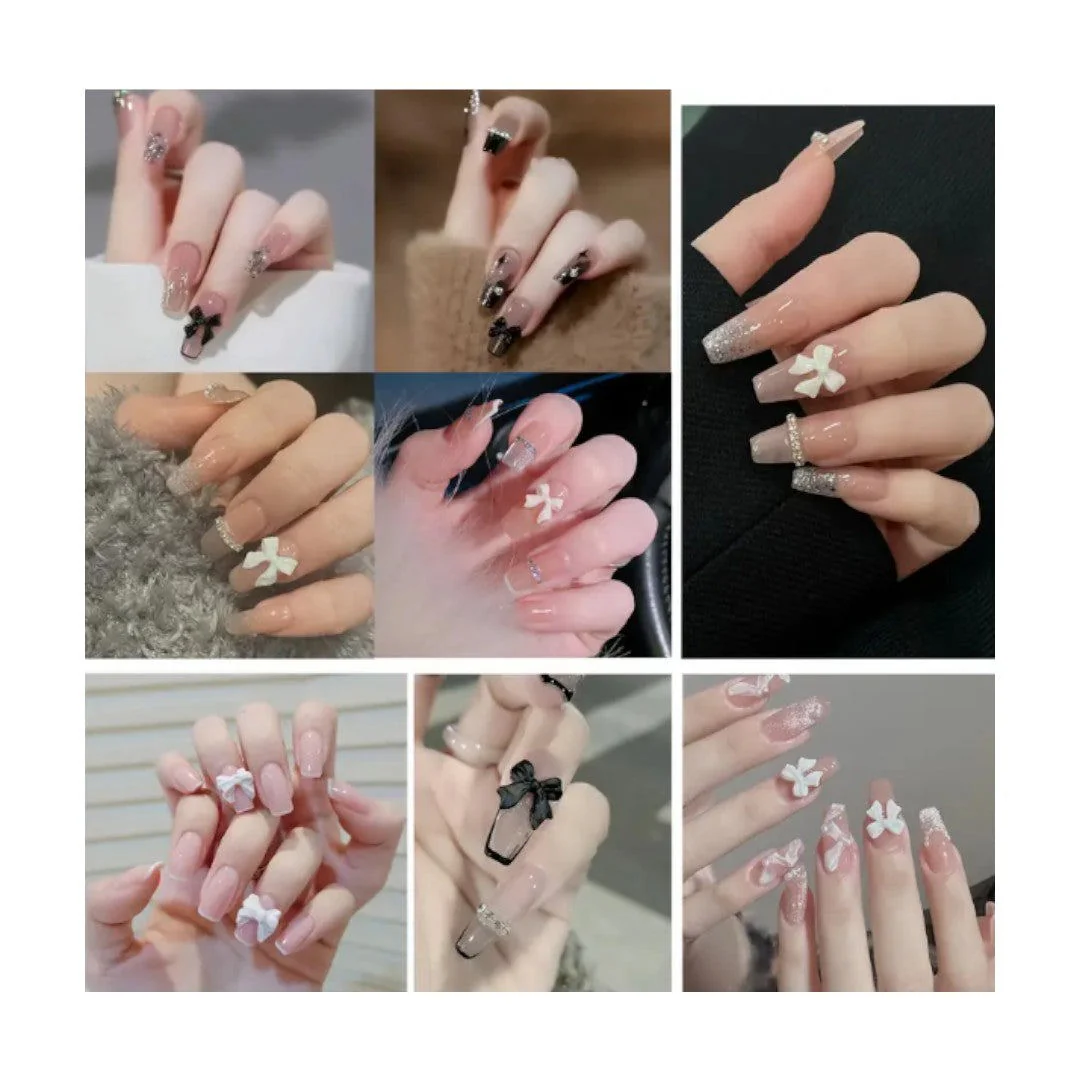 CNBS Nail Charms - Ribbon Bows & Pearls 70pcs - Image 2