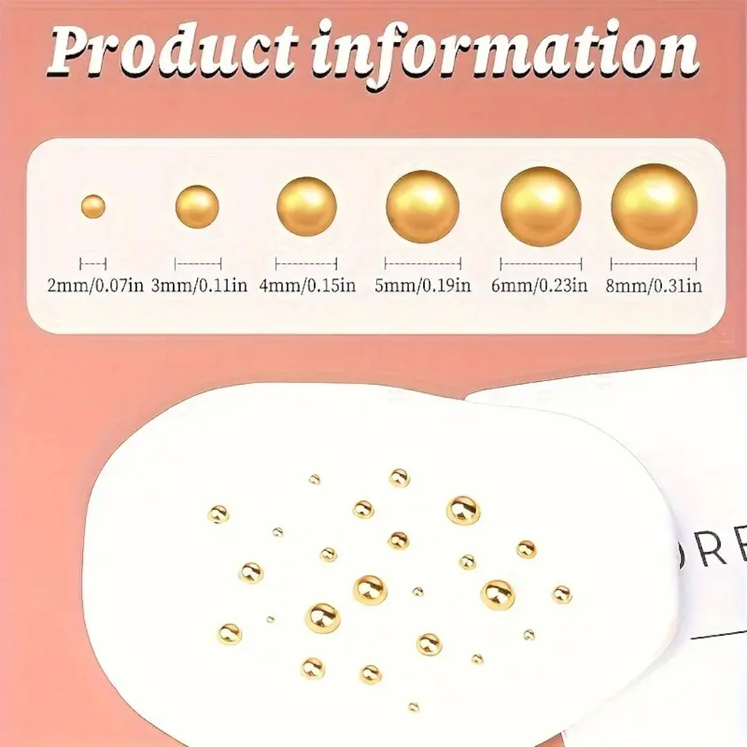 CNBS Nail Art Charms - Half Round Beads (6 Grids) - Image 7