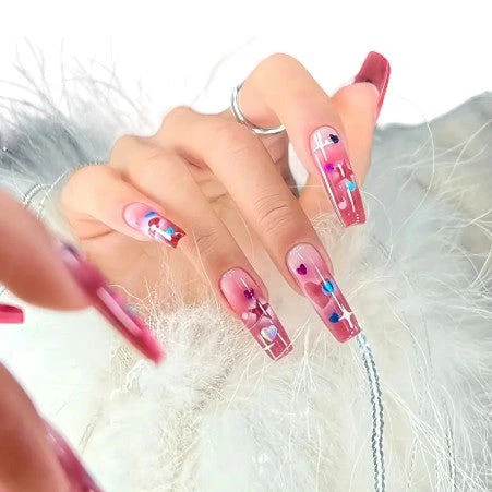 CNBS Nail Stickers - White Hearts #114+115 (2pcs) - Image 2