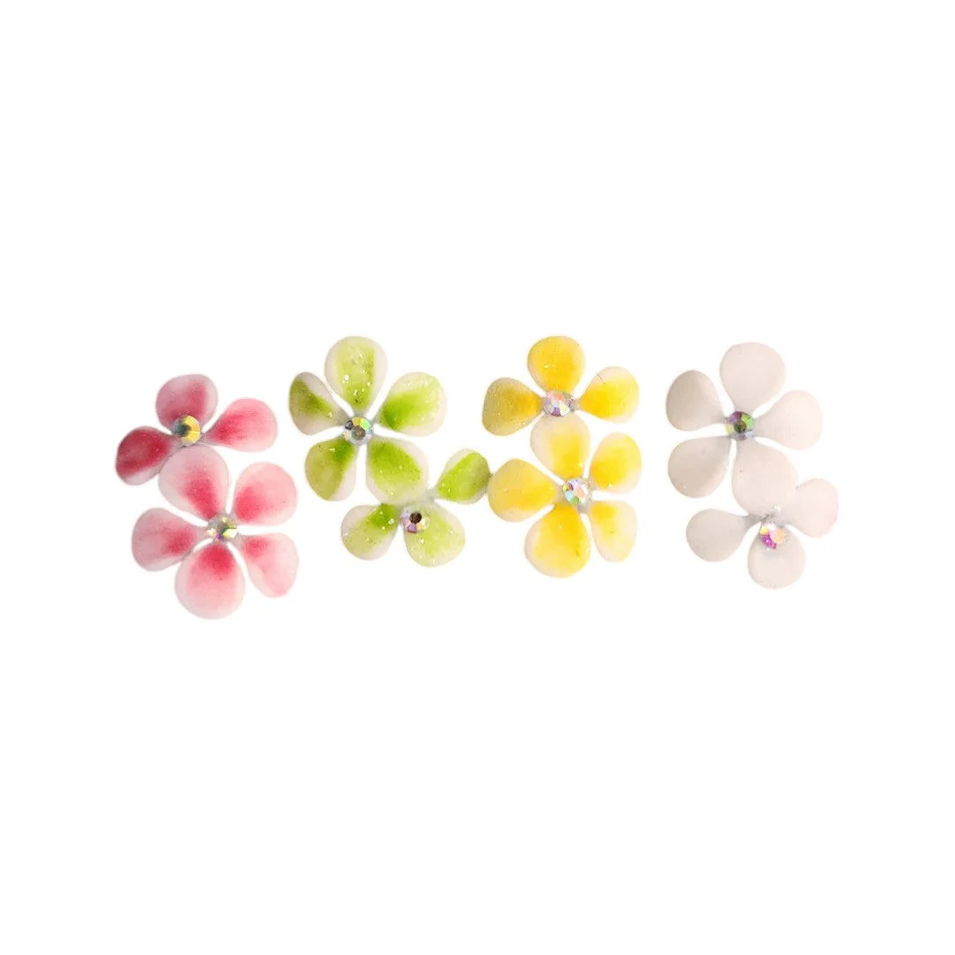 CNBS Nail Charms - 3D Handmade Acrylic Multi Colour Flower Varied Style 4pcs - Image 12