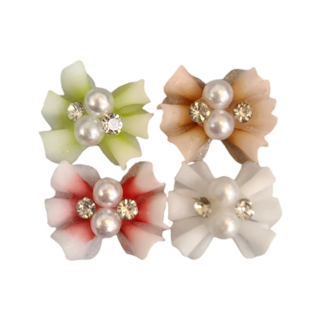 CNBS Nail Charms - 3D Handmade Acrylic Multi Colour Flower Varied Style 4pcs - Image 3