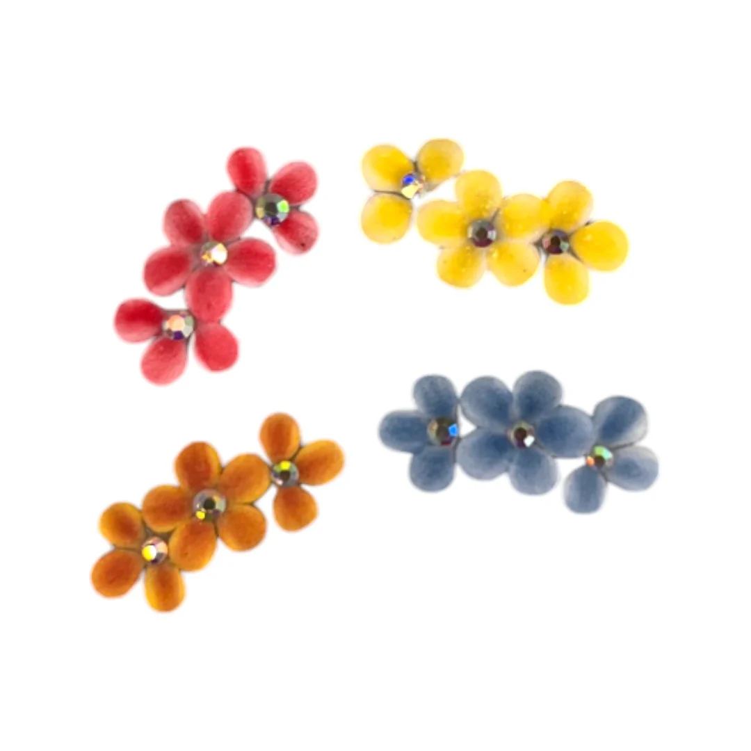 CNBS Nail Charms - 3D Handmade Acrylic Multi Colour Flower Varied Style 4pcs - Image 7