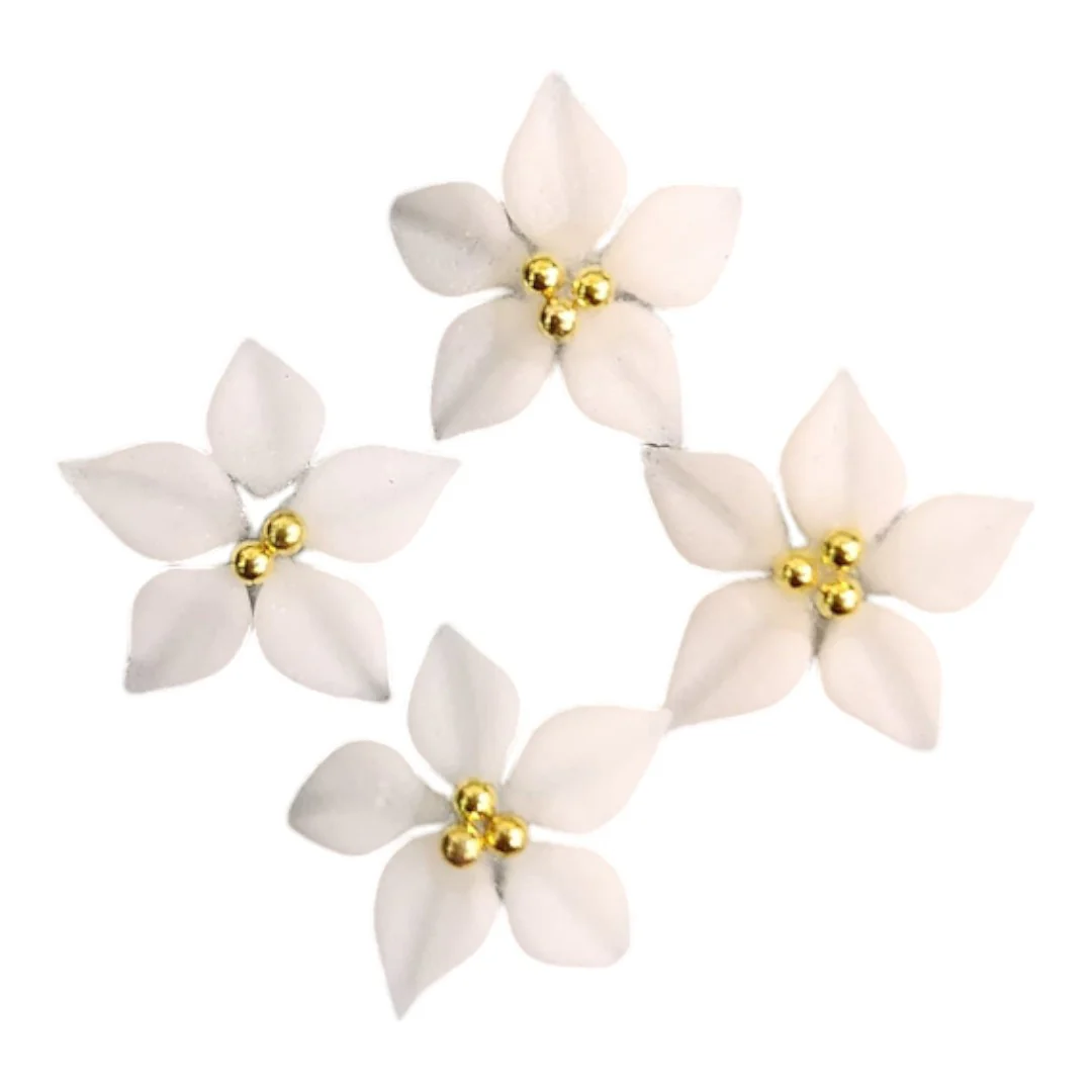 CNBS Nail Charms - 3D Handmade Acrylic White Flower Varied Style 4Pcs - Image 4