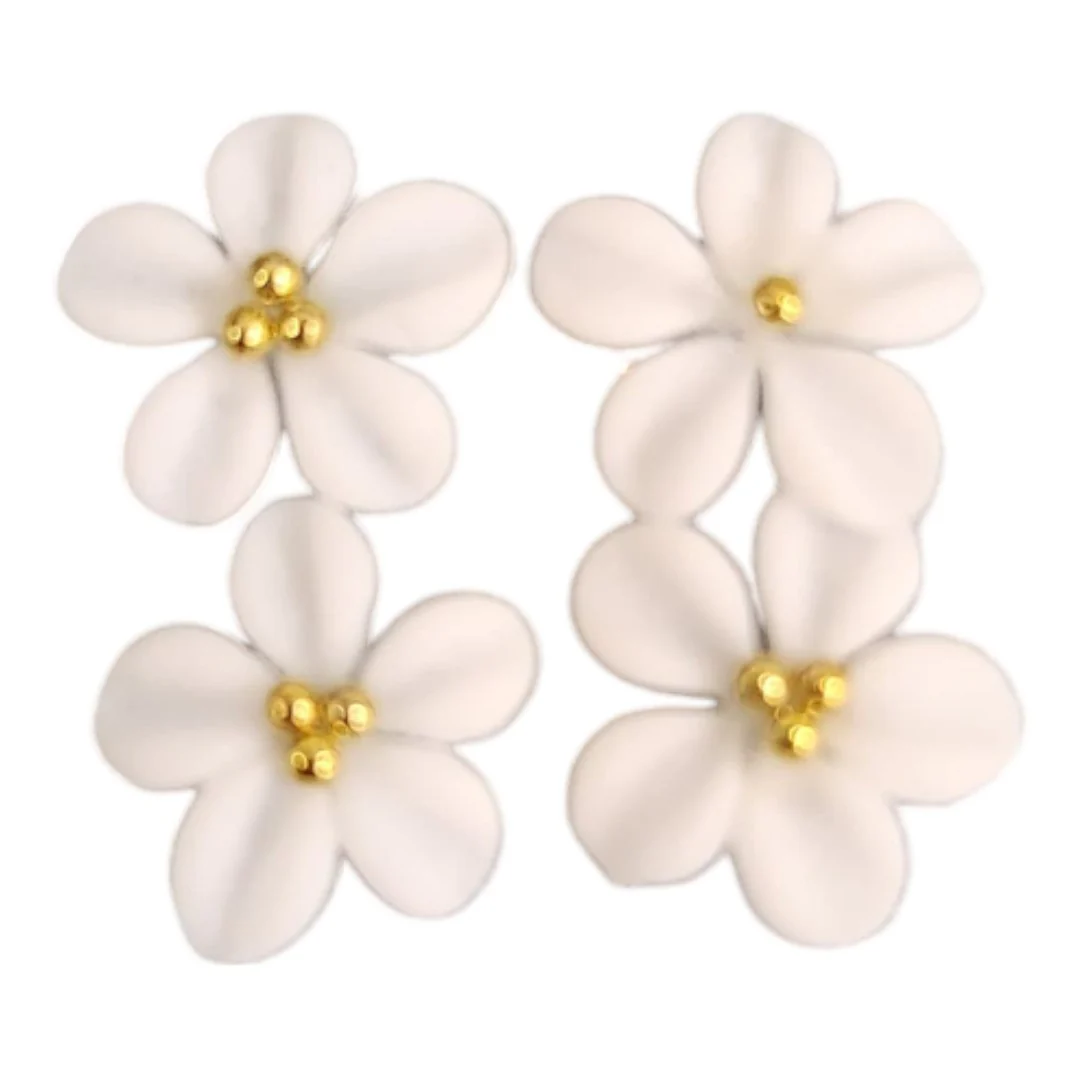 CNBS Nail Charms - 3D Handmade Acrylic White Flower Varied Style 4Pcs - Image 5