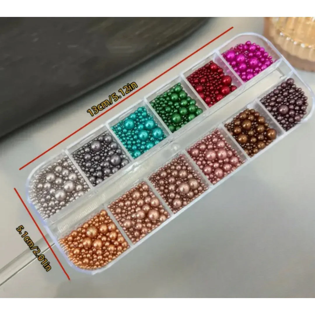 CNBS Nail Charms - Assorted Colourful Pearls - Image 3