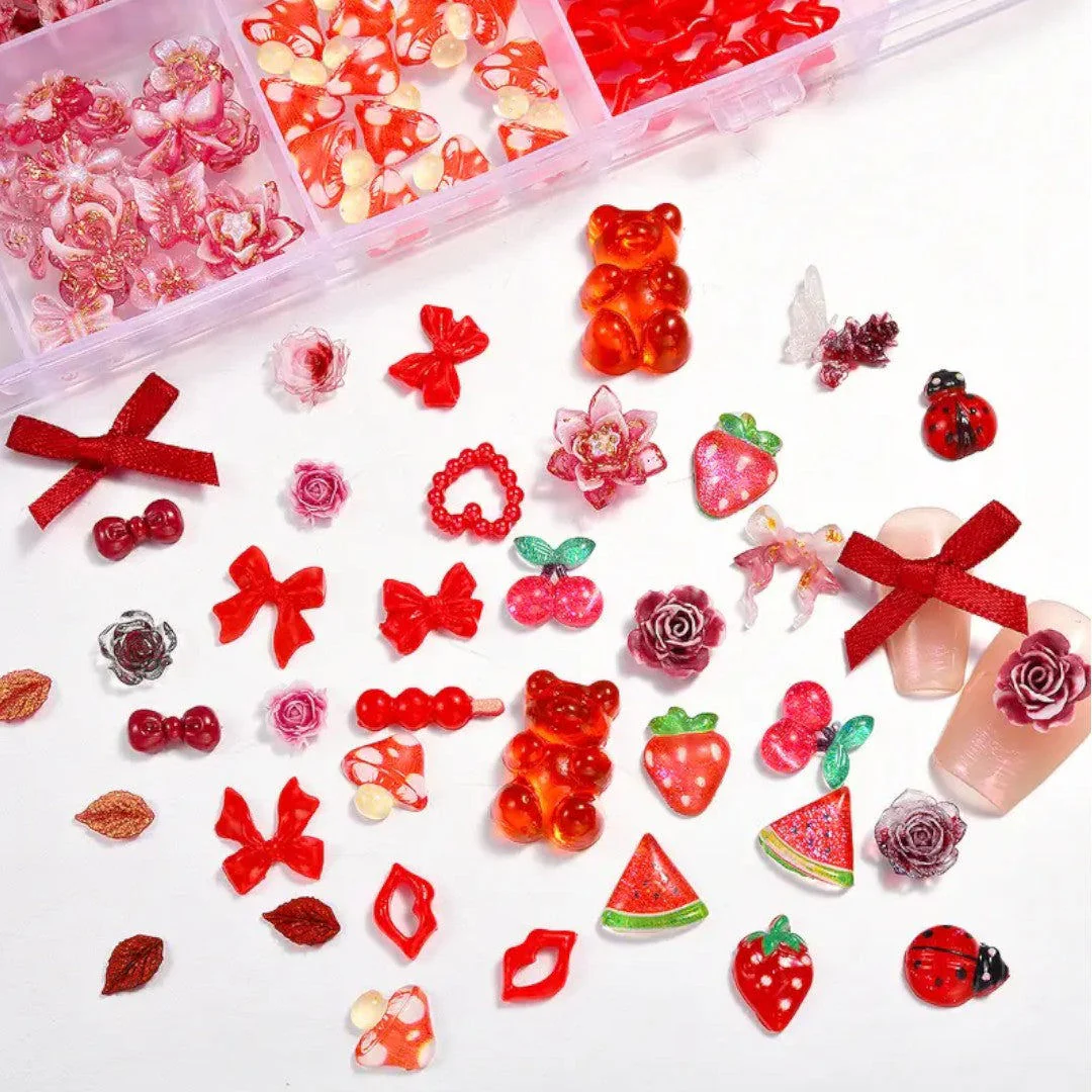 CNBS Nail Charms - Mixed Red Styles (24 Grids) - Image 2