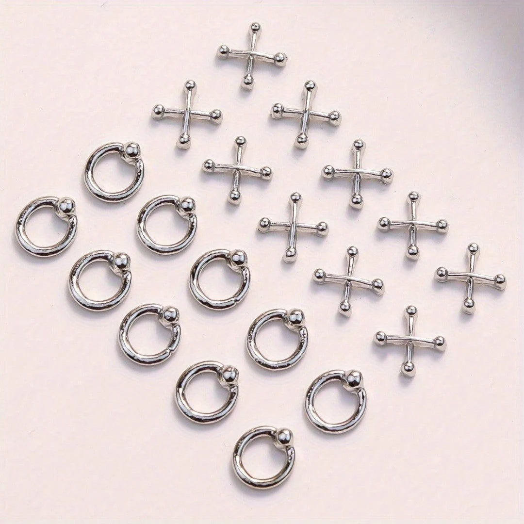 CNBS Nail Charms - Mixed X/0 Silver Designs 20pcs