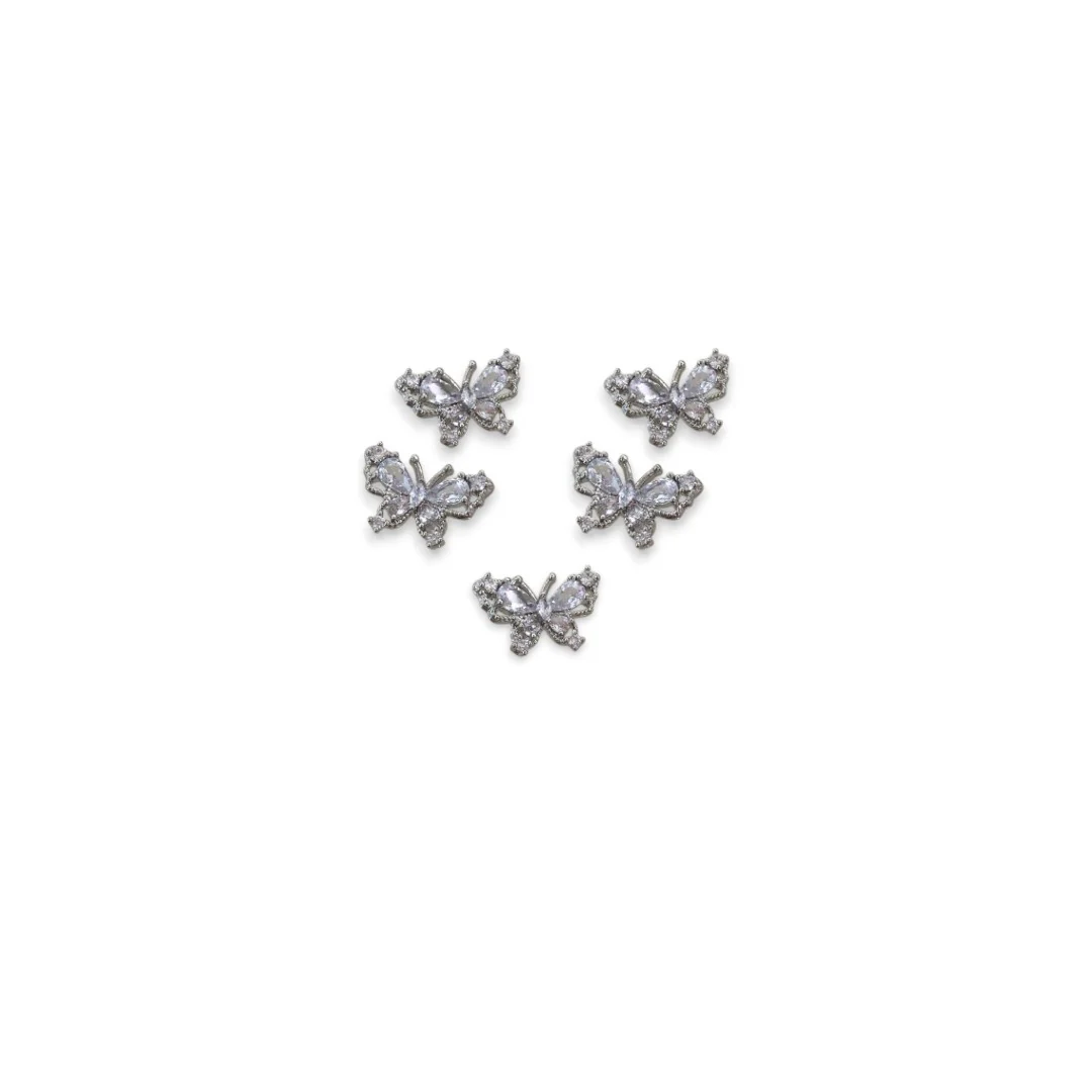 CNBS Nail Charms - Silver Butterfly (5pcs) - Image 3