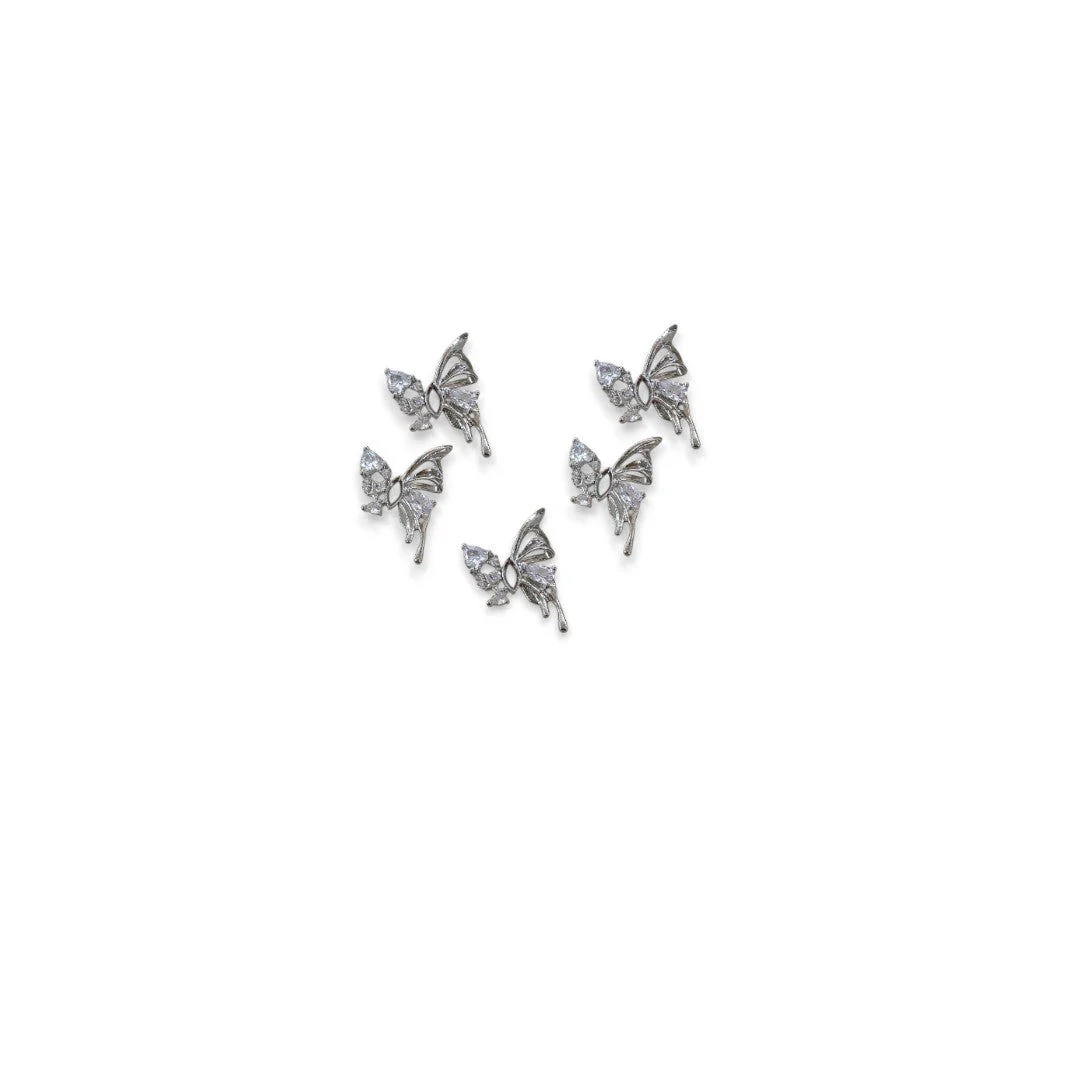 CNBS Nail Charms - Silver Butterfly (5pcs) - Image 6