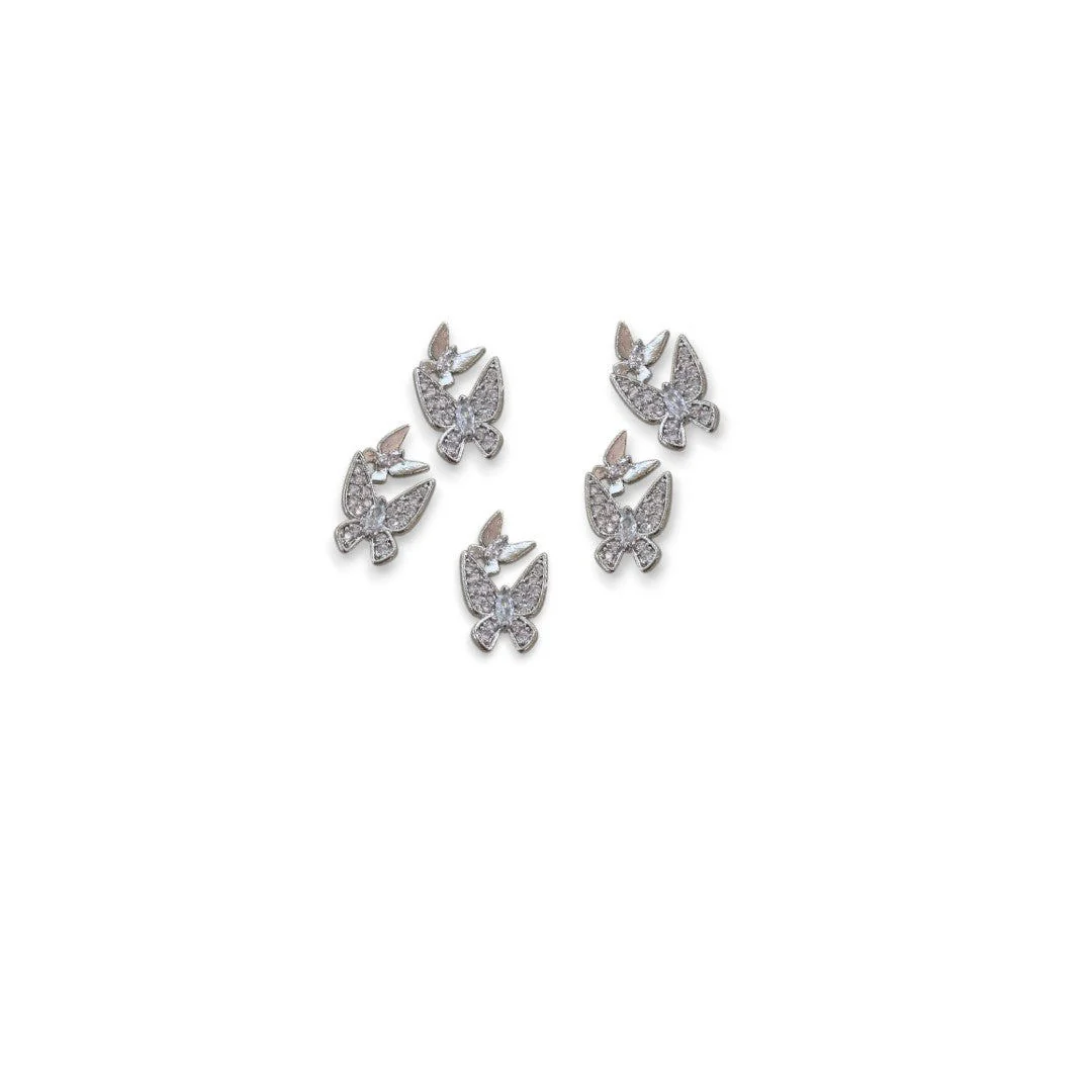 CNBS Nail Charms - Silver Butterfly (5pcs) - Image 8