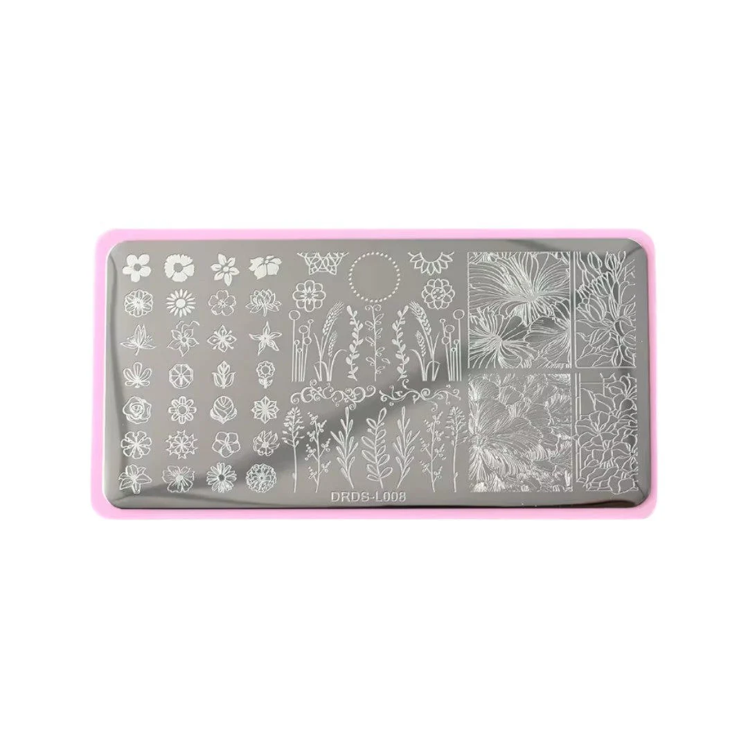 CNBS Nail Stamping Plates - Tree Bark, Leaves & Whirlpool Patterns #DRDS-L008 - Image 2