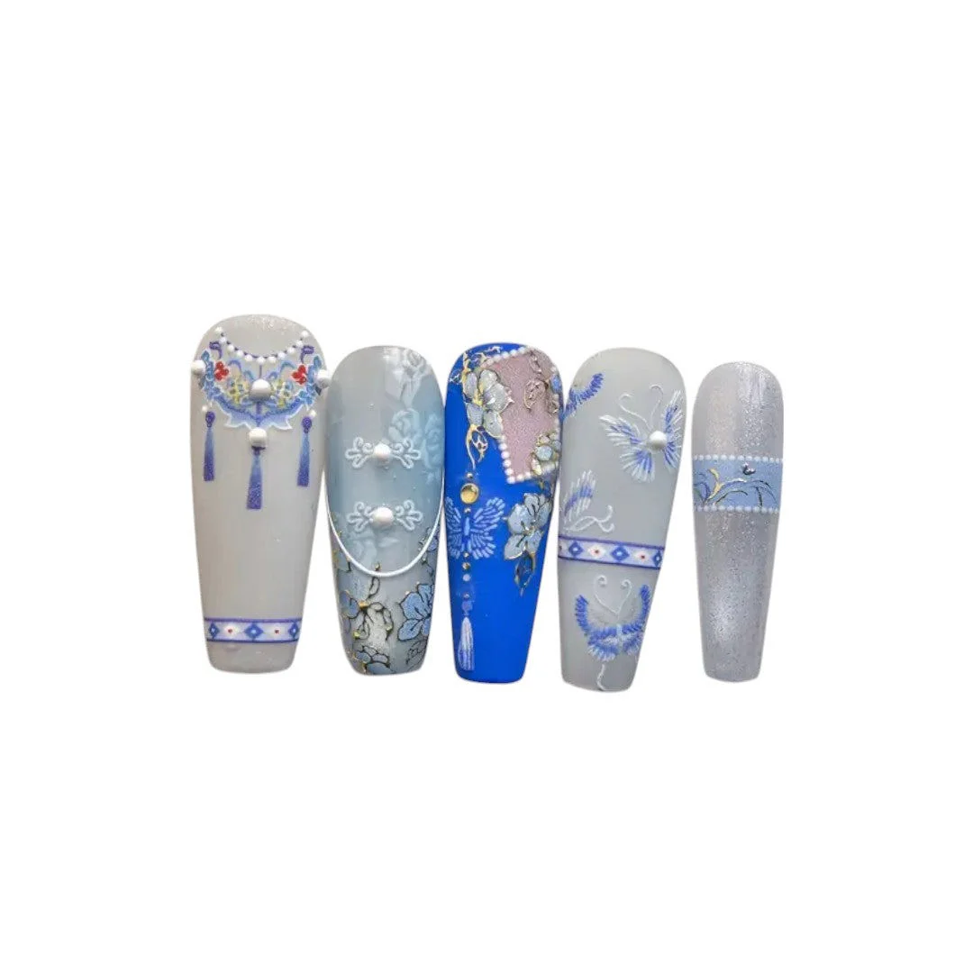 CNBS Nail Sticker - Elegant Blue & White Porcelain #TO4748 - Image 3