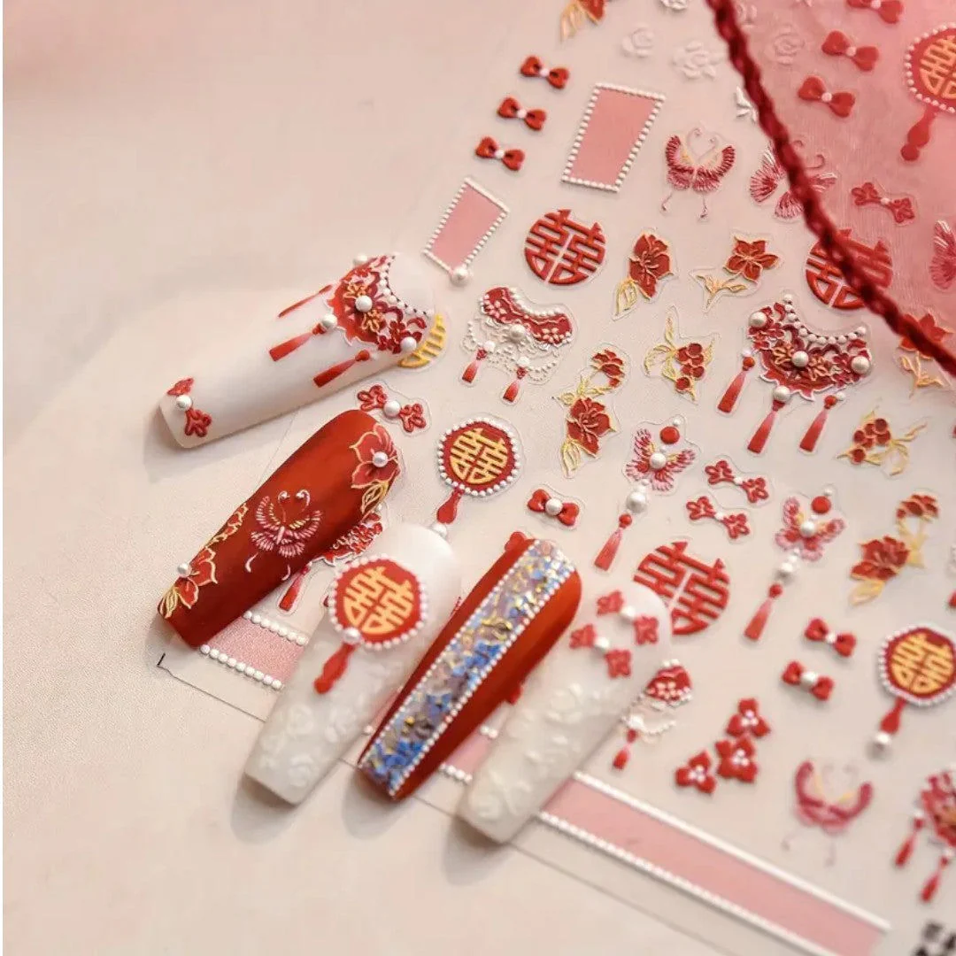 CNBS Nail Sticker - Traditional Wedding Bliss Motifs #TO4747 - Image 2
