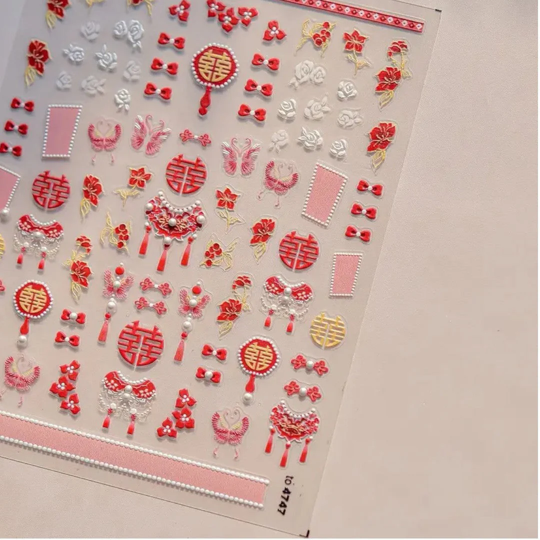 CNBS Nail Sticker - Traditional Wedding Bliss Motifs #TO4747 - Image 3
