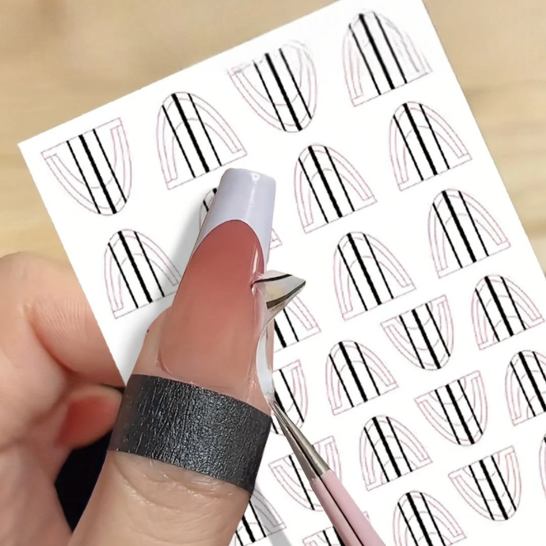CNBS Nail Stickers - French Design With Positioning Lines #H033 - Image 2