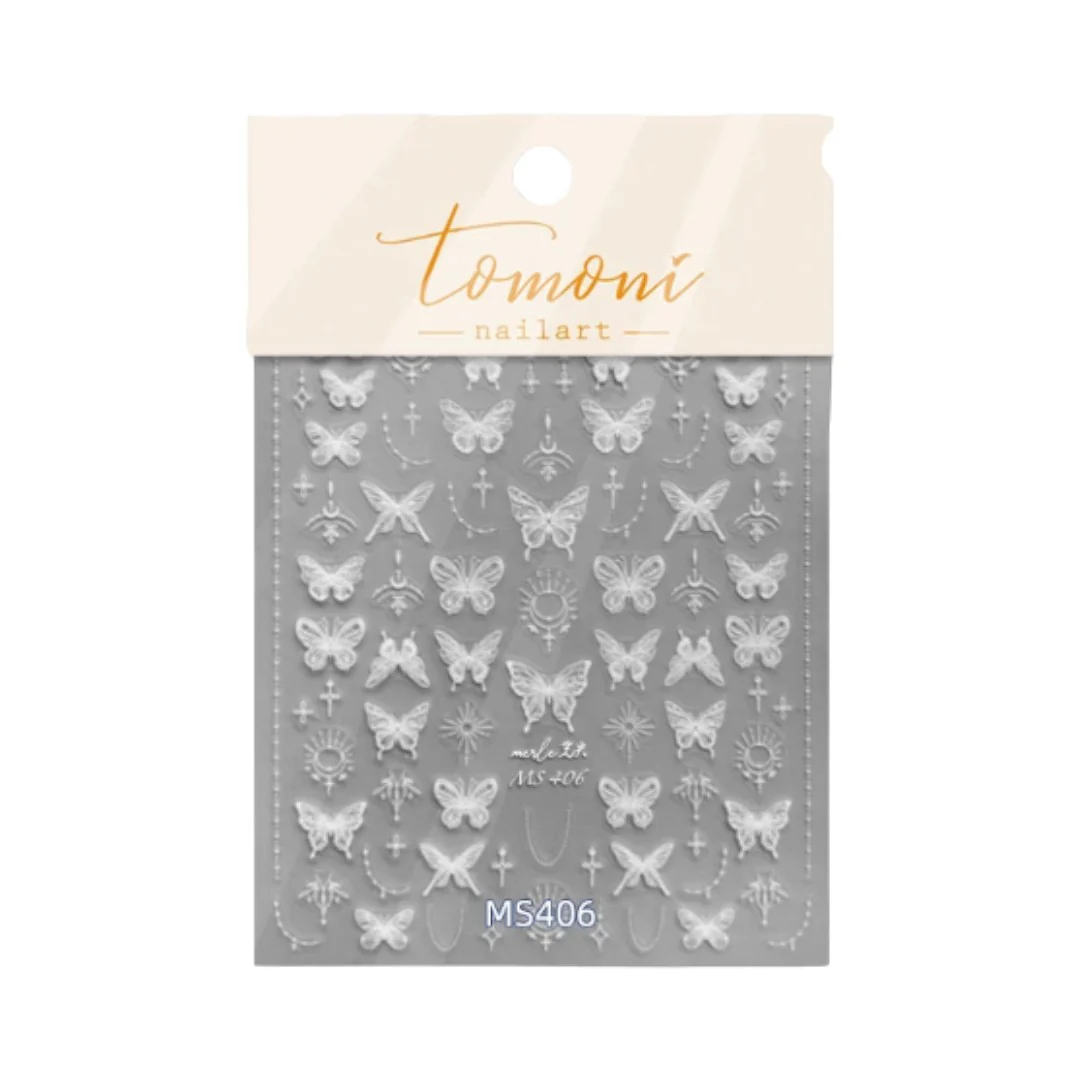 CNBS Nail Stickers - White Butterflies - Image 2