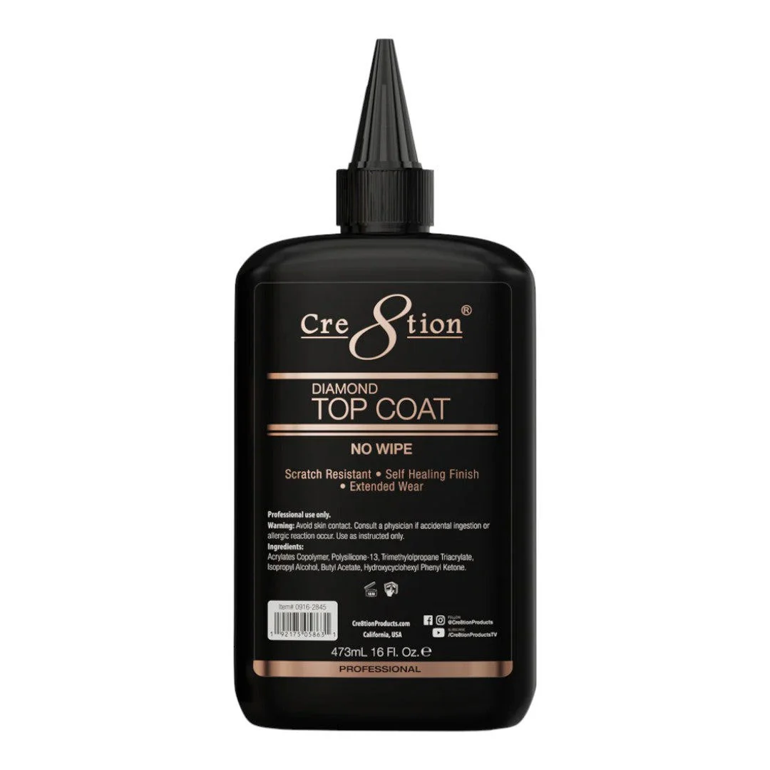 Cre8tion Soak Off Gel Top Coat Refill - Non-Wipe Diamond 16oz