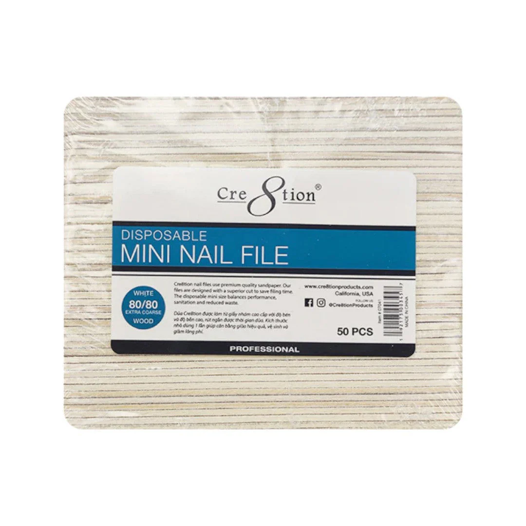 Cre8tion Mini Nail File - White 80/80 Grit (Pack Of 50)