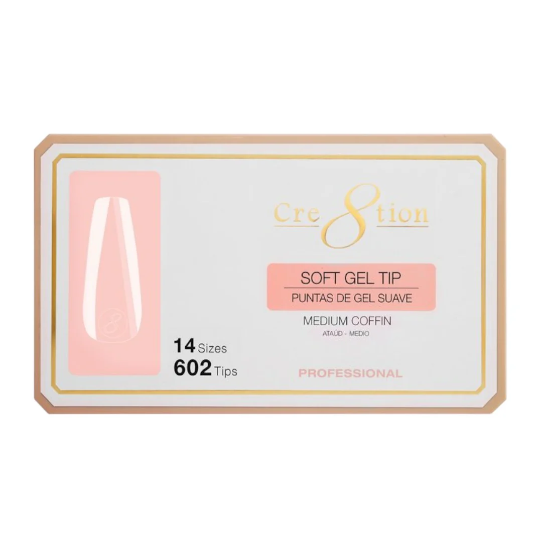 Cre8tion Soft Gel Nail Tips Box - Coffin (602Pcs)