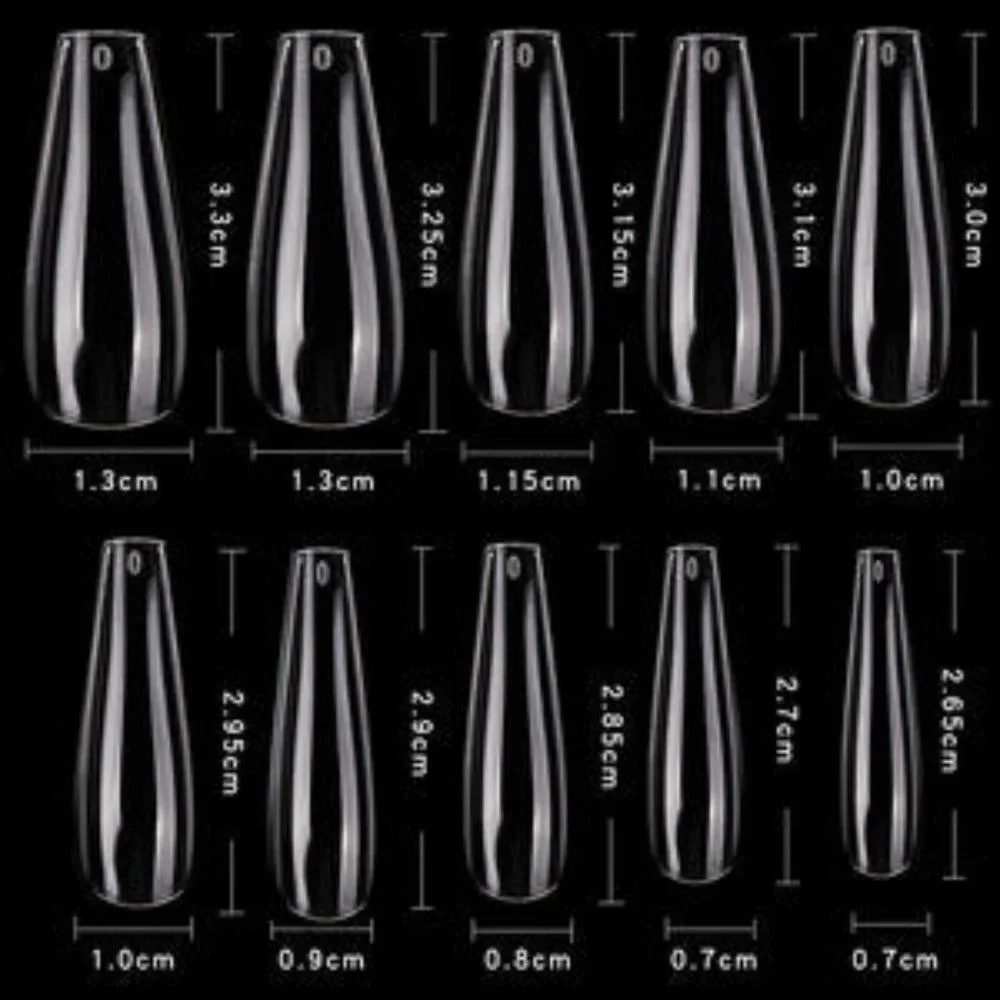 Cre8tion Nail Tips Box - Clear Coffin Long (600Pcs) #15139