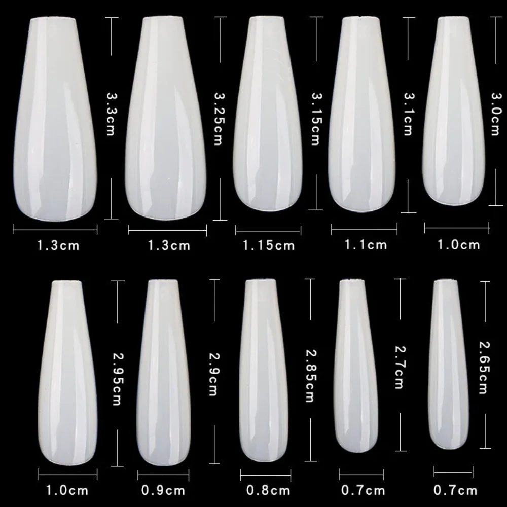 Cre8tion Nail Tips Box - Natural Long Coffin (600Pcs) #15140