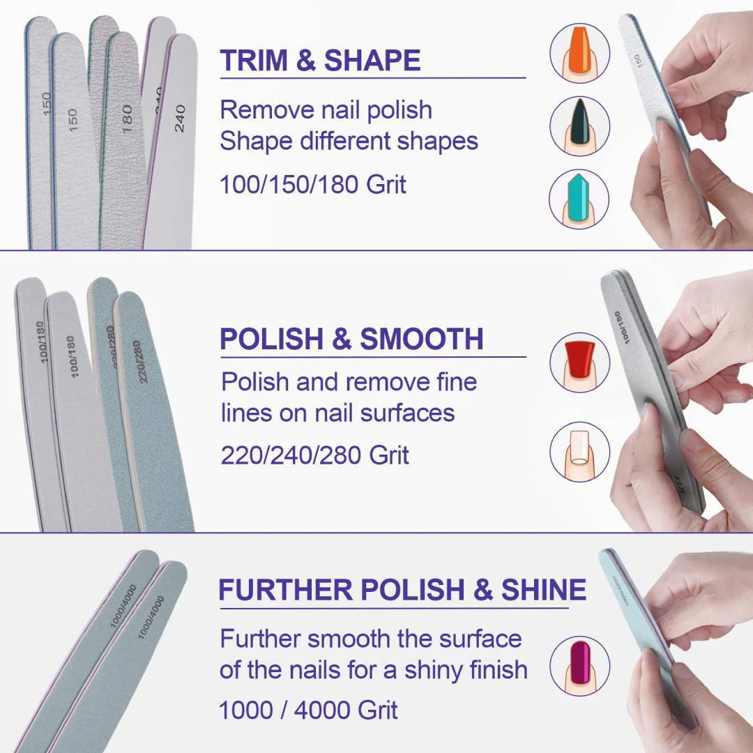 DGEL Nail Files - Premium Thin 150/150 Grit (1Pc) #DF40 - Image 2