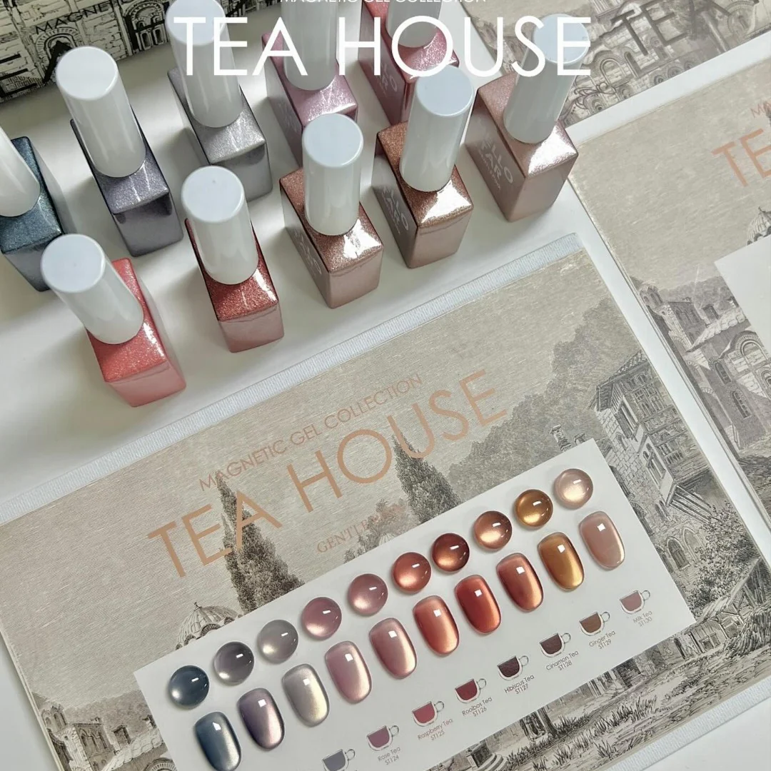 Gentle Pink Cat Eye Gel Polish - Tea House Collection (10Pcs) - Image 2