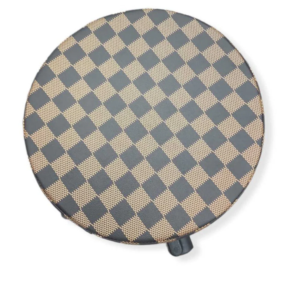 Hydraulic Circle Stool - Brown with Black Base - Image 2
