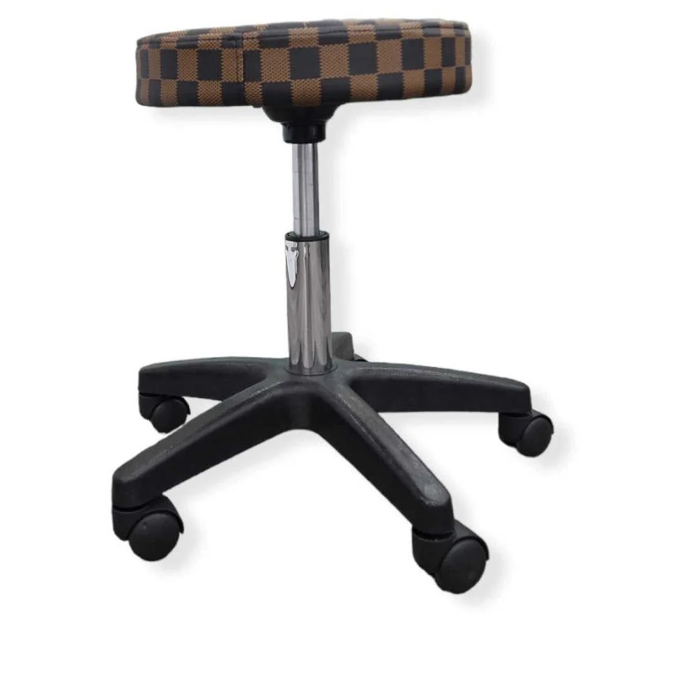 Hydraulic Circle Stool - Brown with Black Base - Image 3