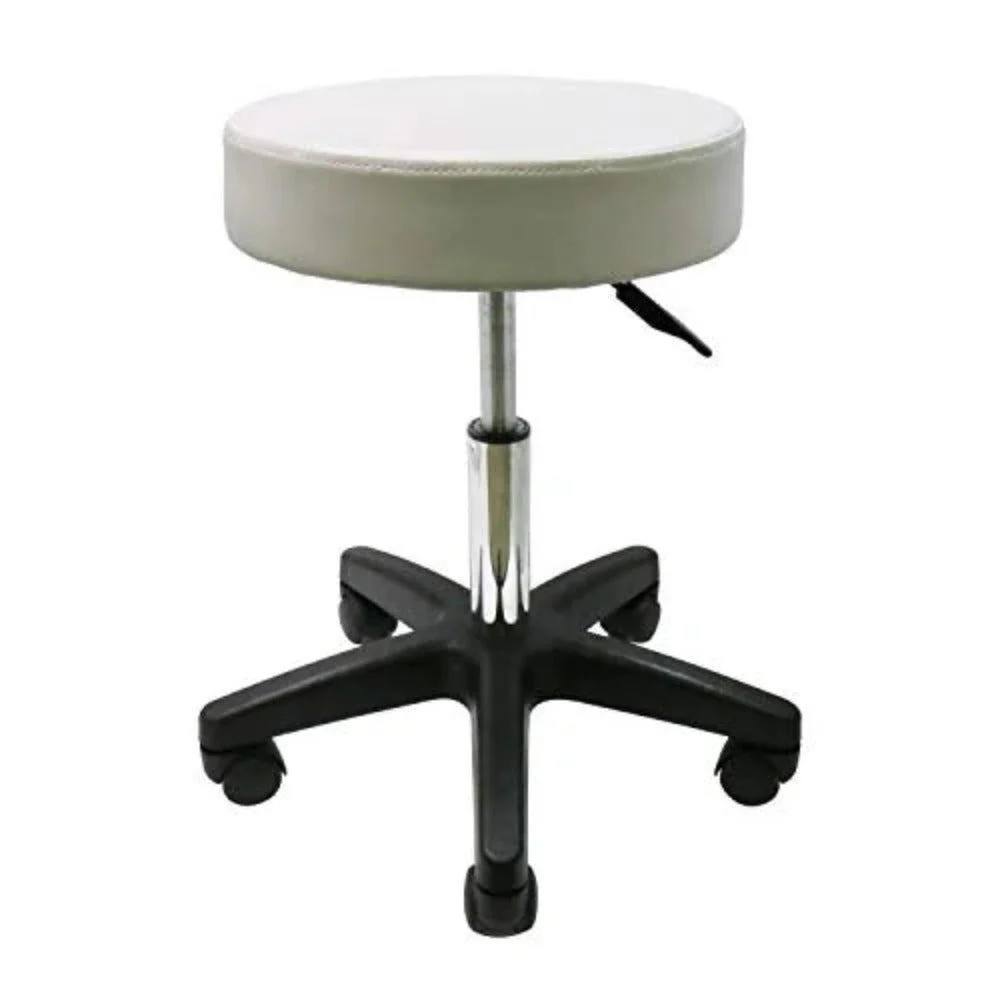 Hydraulic Circle Stool - White with Black Base