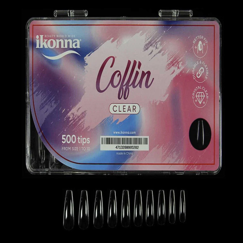 Ikonna Nail Tips Box - Clear Coffin (500pcs) #NT-CB
