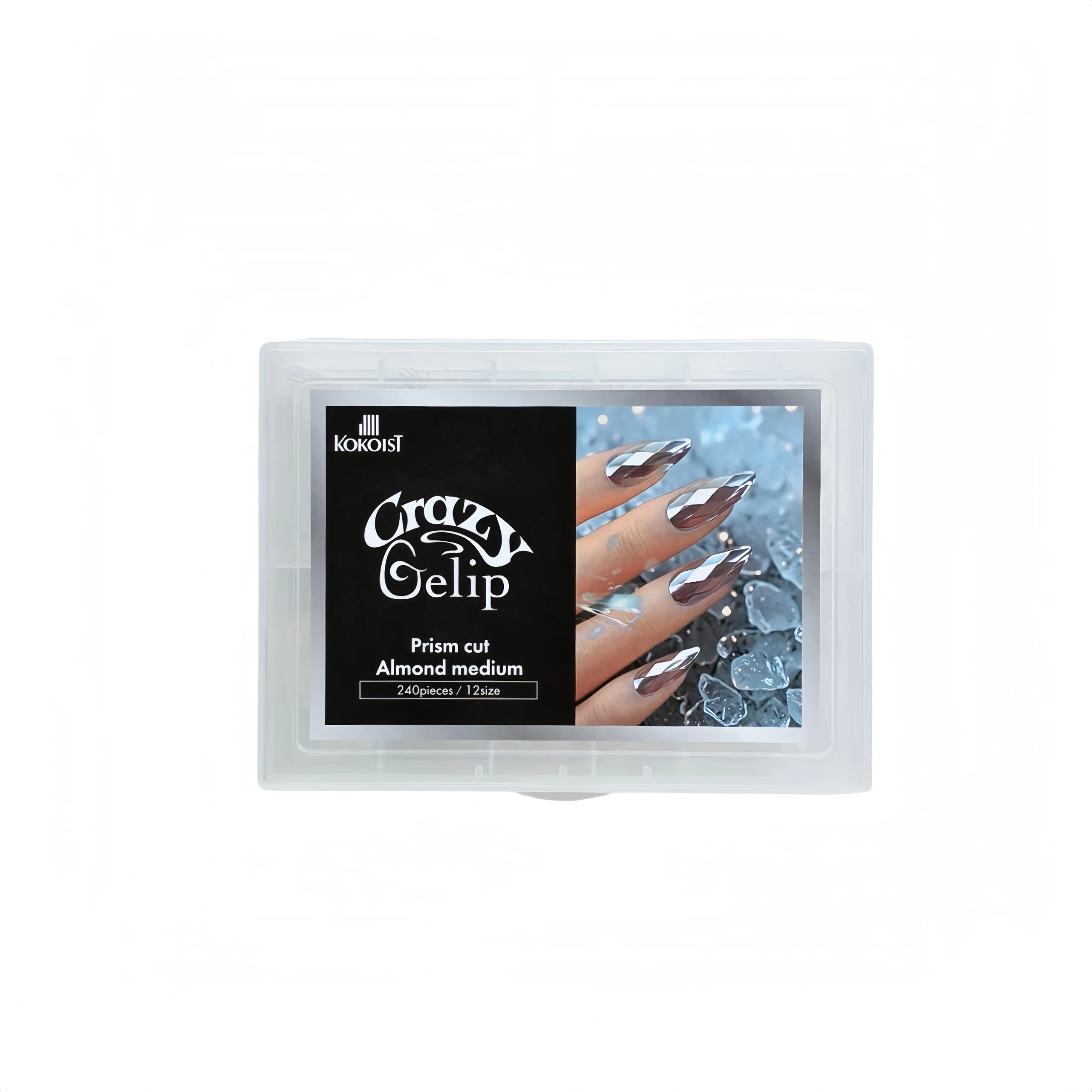 Kokoist Crazy Gelip Nail Tips Box - Prism Cut Almond Medium (240Pcs)