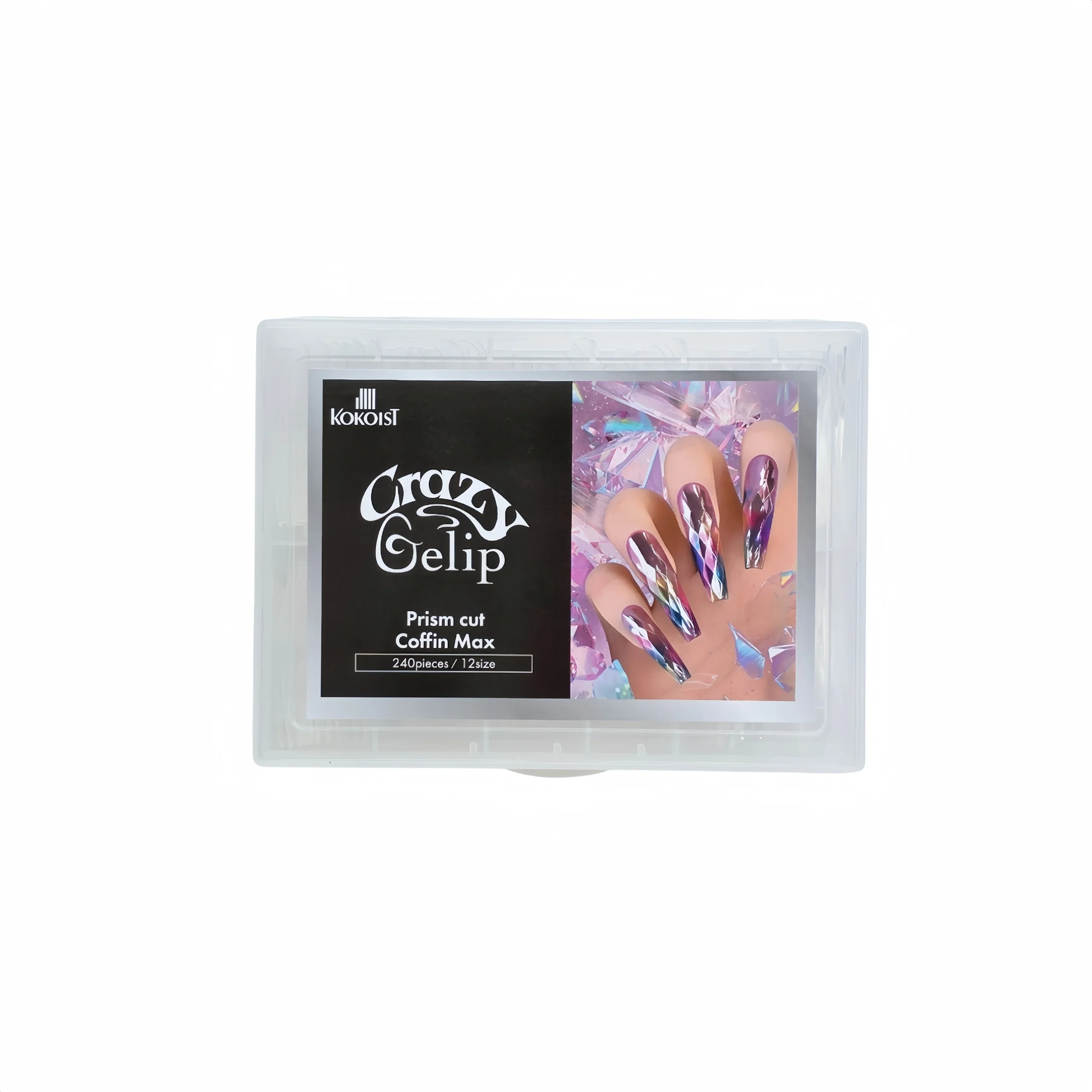 Kokoist Crazy Gelip Nail Tips Box - Prism Cut Coffin Max (240Pcs)