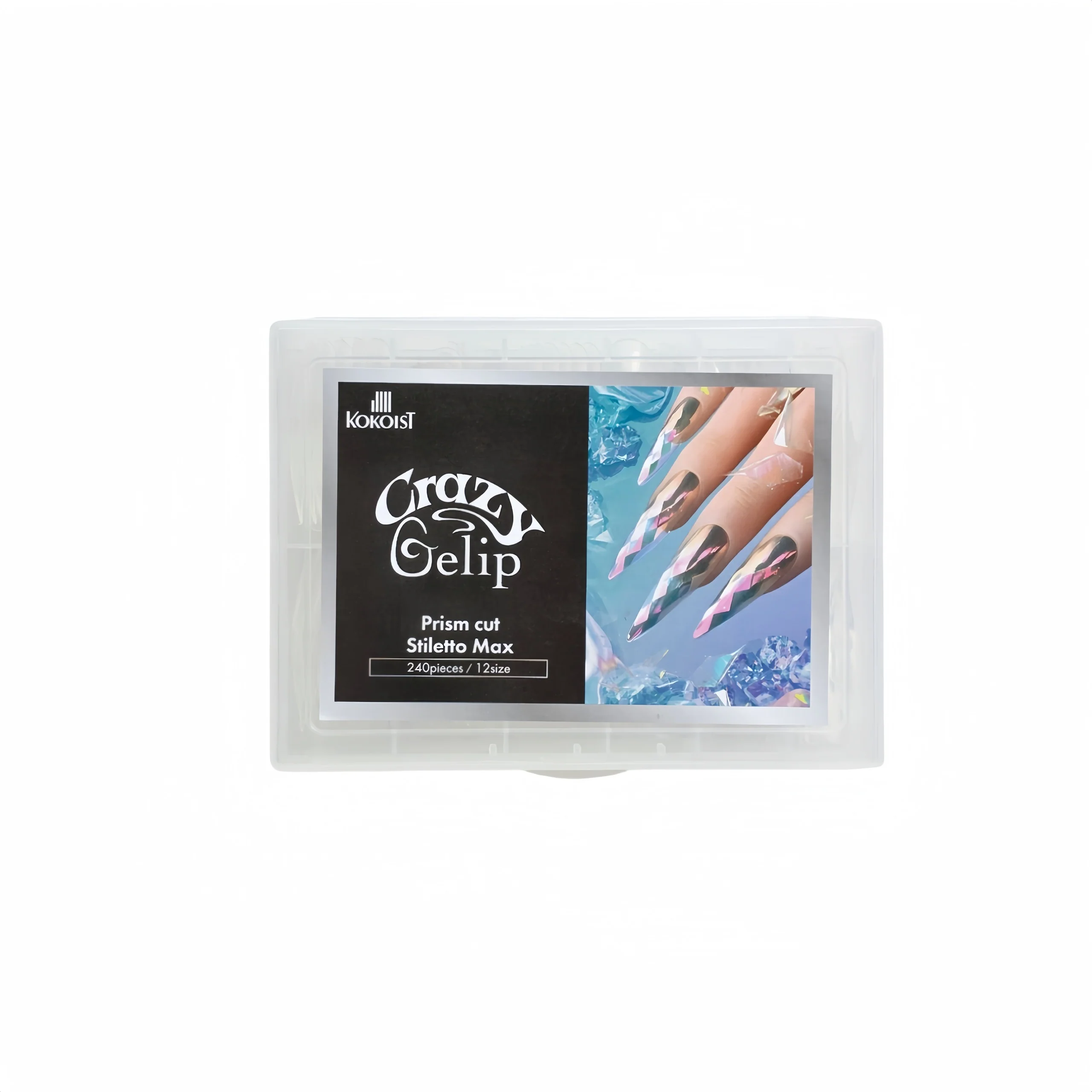 Kokoist Crazy Gelip Nail Tips Box - Prism Cut Stiletto Max (240Pcs)